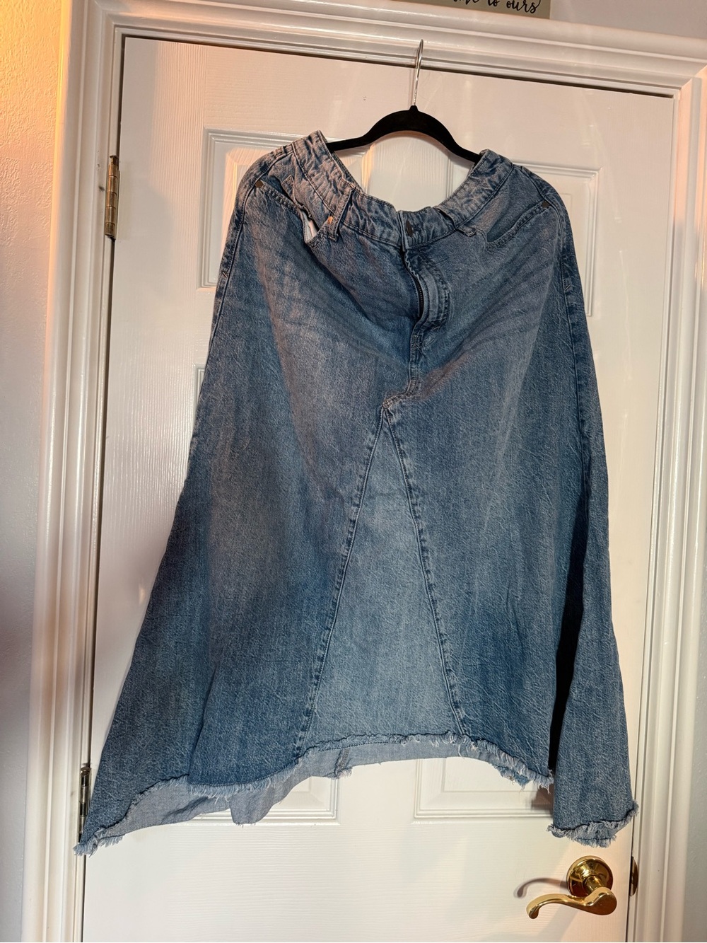 a.n.a Washed Blue Denim Wide-Leg Jeans Skirt